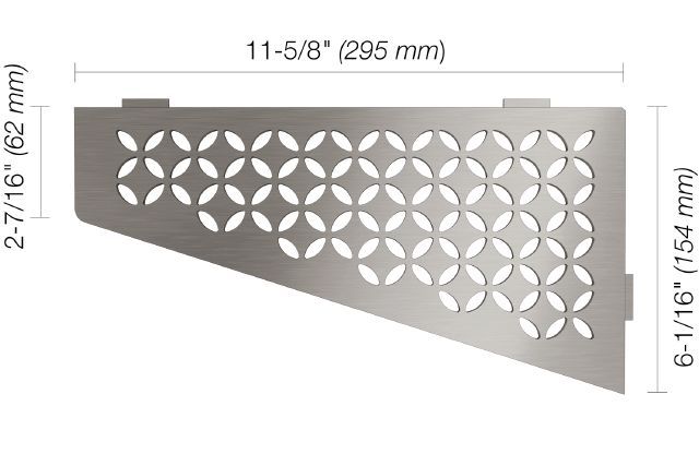 SHELF-E Étagère de coin quadrilaterale modèle Floral Acier inoxydable (V2) brossé