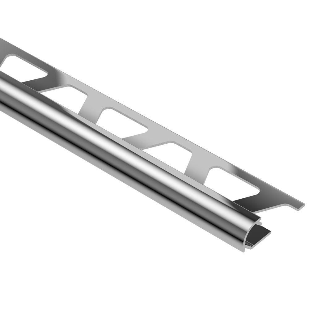 RONDEC Bullnose Edge Trim Anodized Aluminum Polished Chrome 3/8" (10 mm) x 8' 2-1/2"