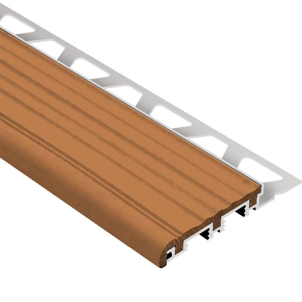 TREP-B Stair-Nosing Profile Aluminum with Nut Brown Tread 3/8" (10 mm) x 2-1/8" x 8' 2-1/2"