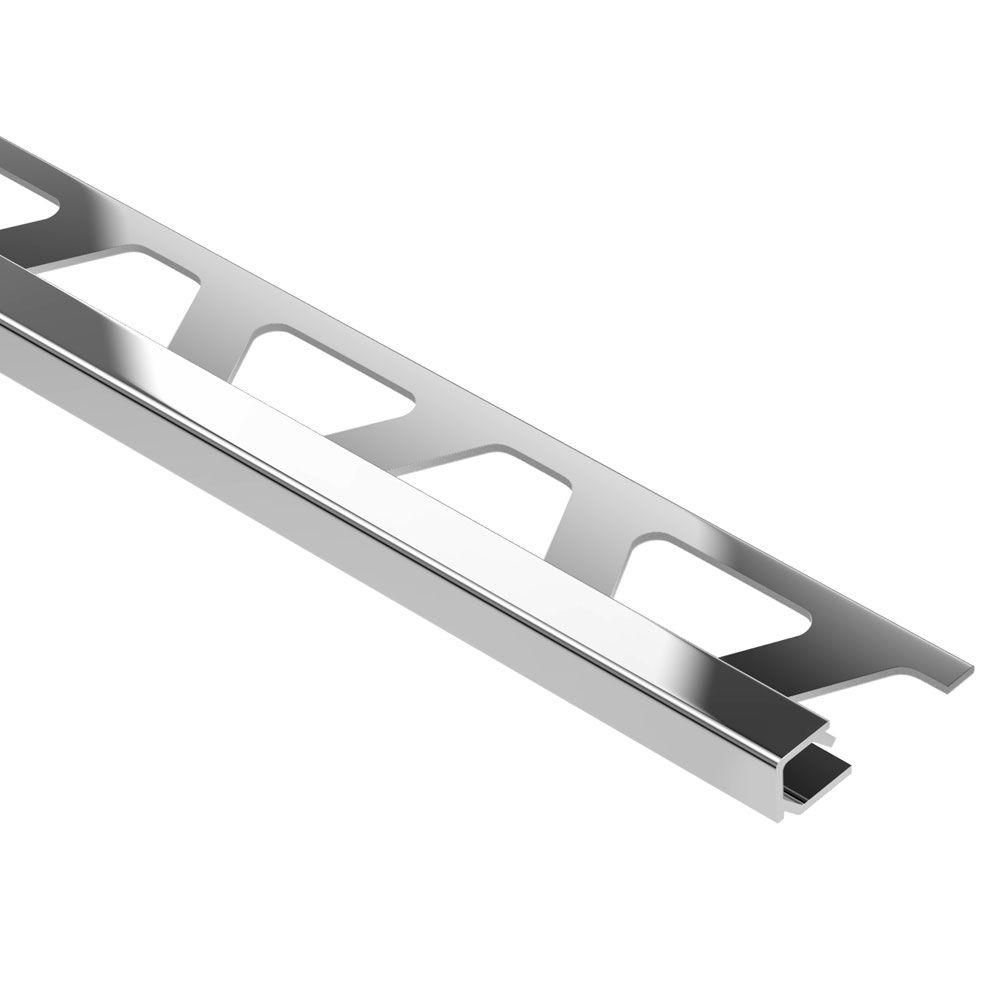 QUADEC Square Edge Trim Anodized Aluminum Polished Chrome 1/2" (12.5 mm) x 8' 2-1/2"