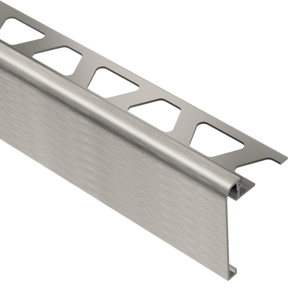 RONDEC-STEP Profilé de finition et protection des rebords avec ailette verticale de 1-1/2" Aluminium anodisé Nickel brossé 5/16" (8 mm) x 8' 2-1/2"