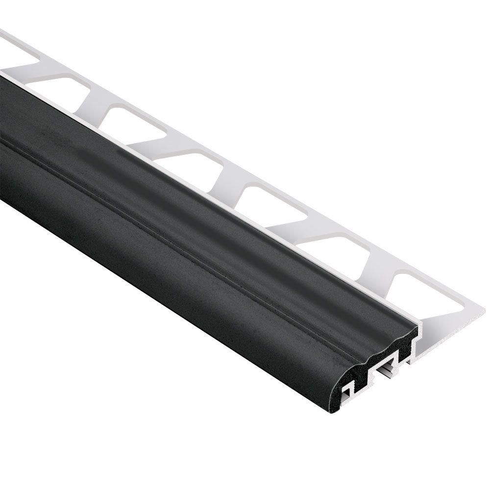 TREP-S Profilé de nez de marche avec insert noir - aluminium et plastique PVC 1-1/32" x 8' 2-1/2" x 3/8" (10 mm)