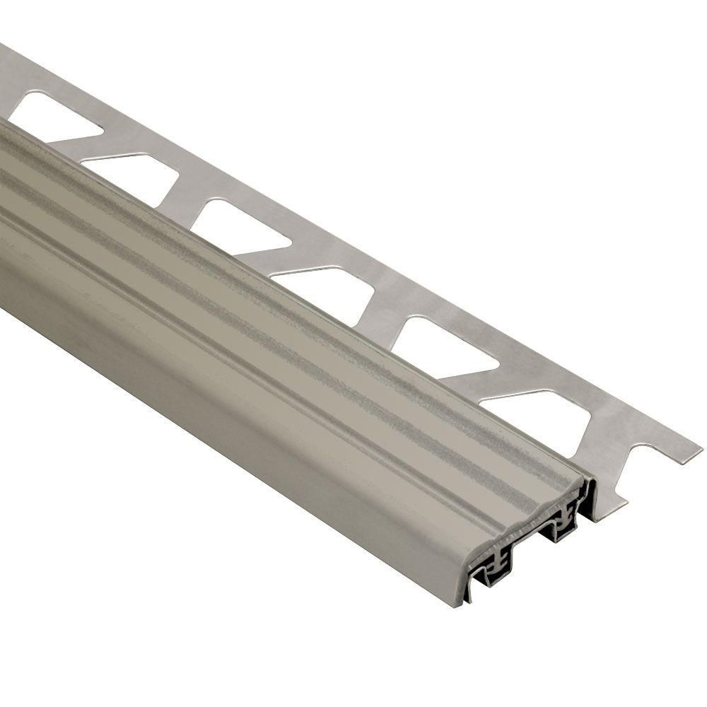 TREP-S Profilé de nez de marche avec insert Gris Acier inoxydable (V2)  5/16" (8 mm) x 1-1/32" x 4' 11"