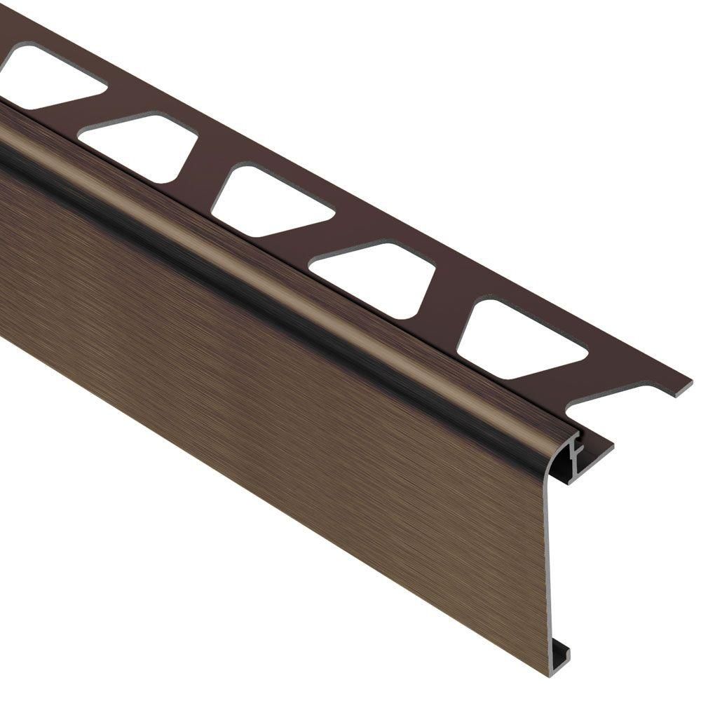 RONDEC-STEP Profilé de finition et protection des rebords avec ailette verticale de 1-1/2" Aluminium anodisé Bronze antique brossé 1/2" (12.5 mm) x 8' 2-1/2"