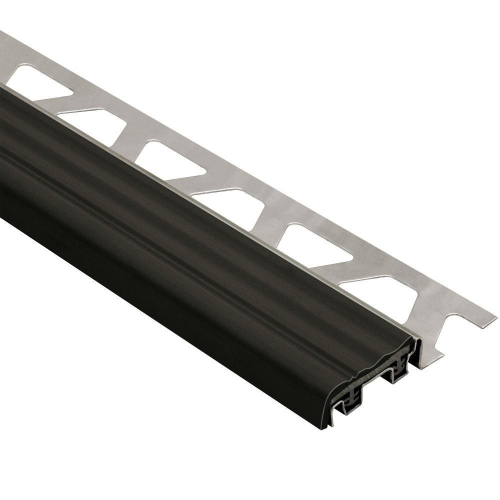 TREP-S Stair-Nosing Profile with Black Insert Stainless Steel (V2) 1/2" (12.5 mm) x 1-1/32" x 8' 2-1/2"