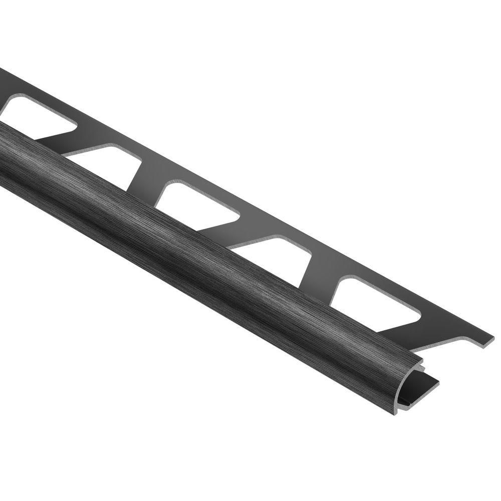 RONDEC Bullnose Edge Trim Anodized Aluminum Brushed Black 3/8" (10 mm) x 8' 2-1/2"