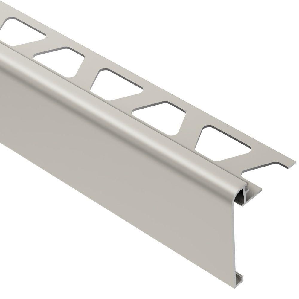 RONDEC-STEP Profilé de finition et protection des rebords avec ailette verticale de 1-1/2" Aluminium anodisé Nickel mat 3/8" (10 mm) x 8' 2-1/2"