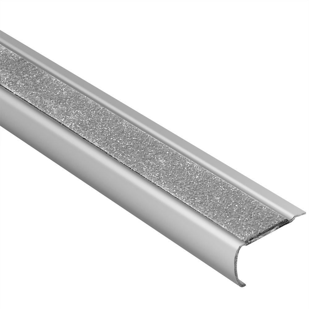TREP-GK-S Stair-Nosing Retrofit Profile with Clear Non-Slip Tread Stainless Steel (V2) Brushed 3/32" (2 mm) x 1-3/8" x 8' 2-1/2"