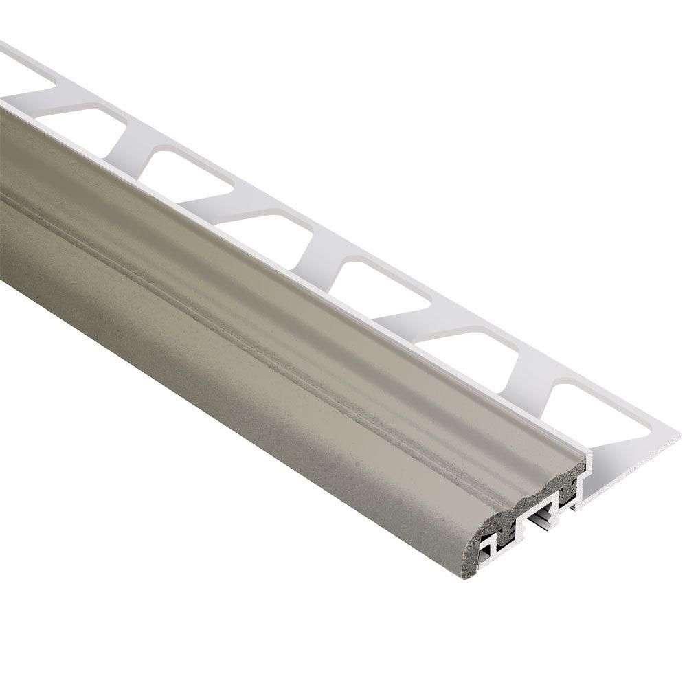 TREP-S Stair-Nosing Profile with Grey Insert Aluminum 3/8" (10 mm) x 1-1/32" x 8' 2-1/2"