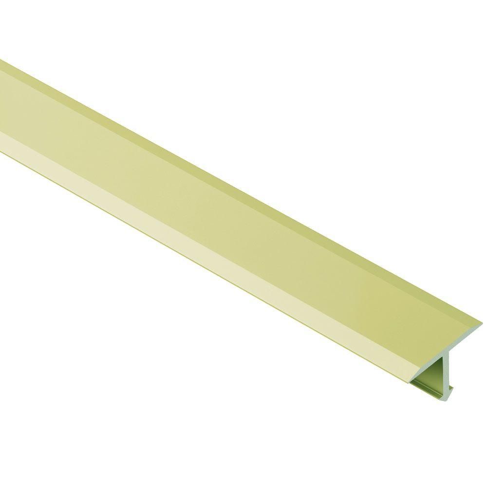 RENO-T Retrofit T-Shaped Edge Protection Profile Anodized Aluminum Satin Brass 1" (25 mm) x 8' 2-1/2"