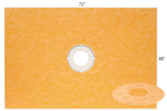 KERDI-SHOWER-T Kit de bac de douche préfabriquée en pente avec position de sortie centrée 48" x 72"