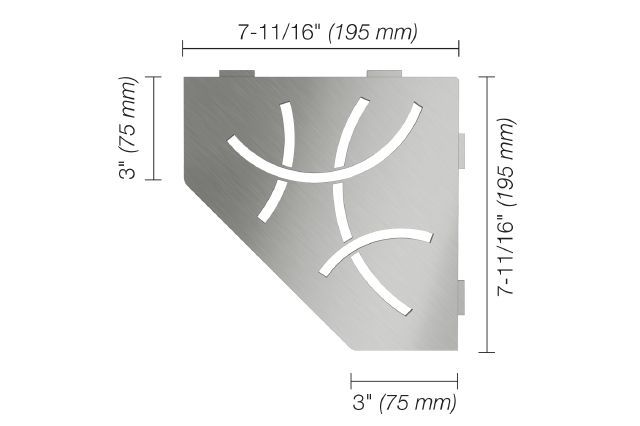 SHELF-E Pentagonal Corner Shelf Curve Design Stainless Steel (V2) Brushed