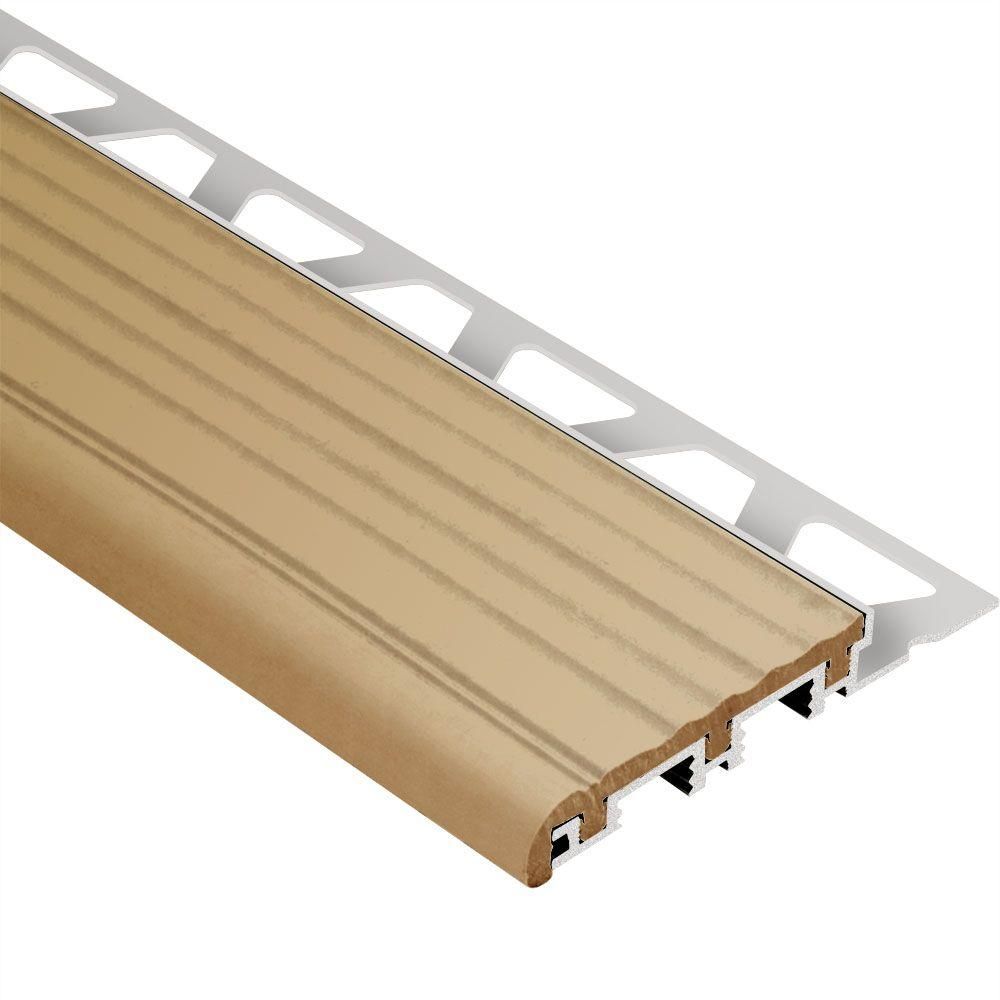 TREP-B Stair-Nosing Profile Aluminum with Light Beige Tread 5/16" (8 mm) x 2-1/8" x 8' 2-1/2"