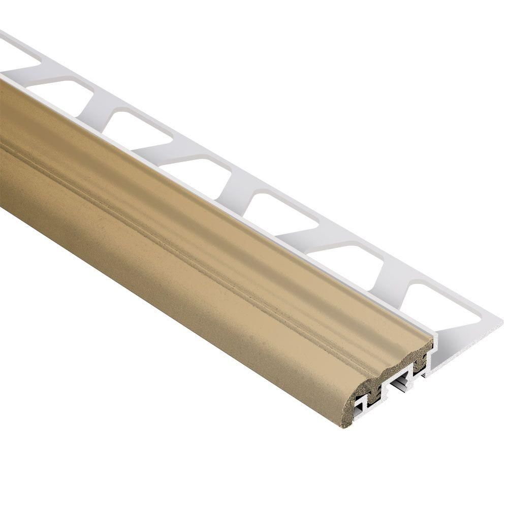 TREP-S Stair-Nosing Profile with Light Beige Insert Aluminum 5/16" (8 mm) x 1-1/32" x 4' 11"