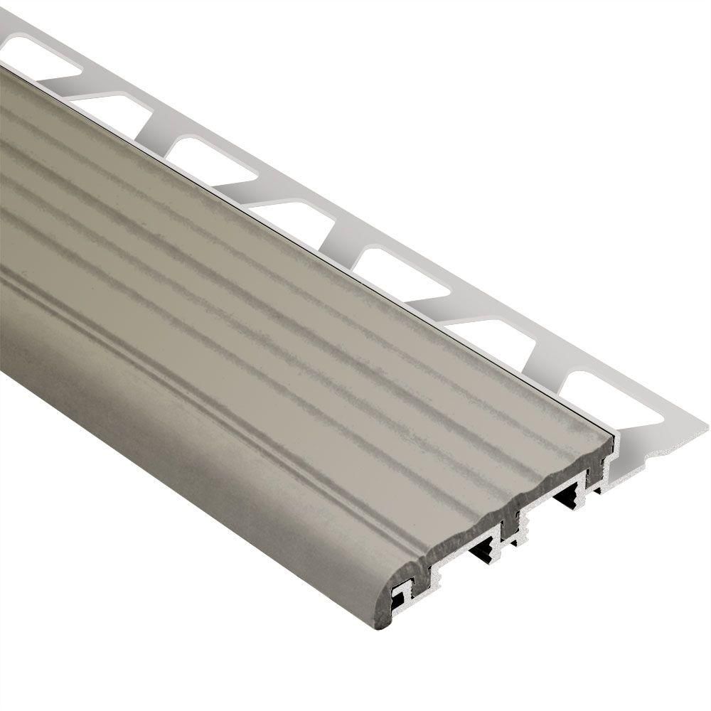 TREP-B Stair-Nosing Profile Aluminum with Grey Tread 3/8" (10 mm) x 2-1/8" x 8' 2-1/2"