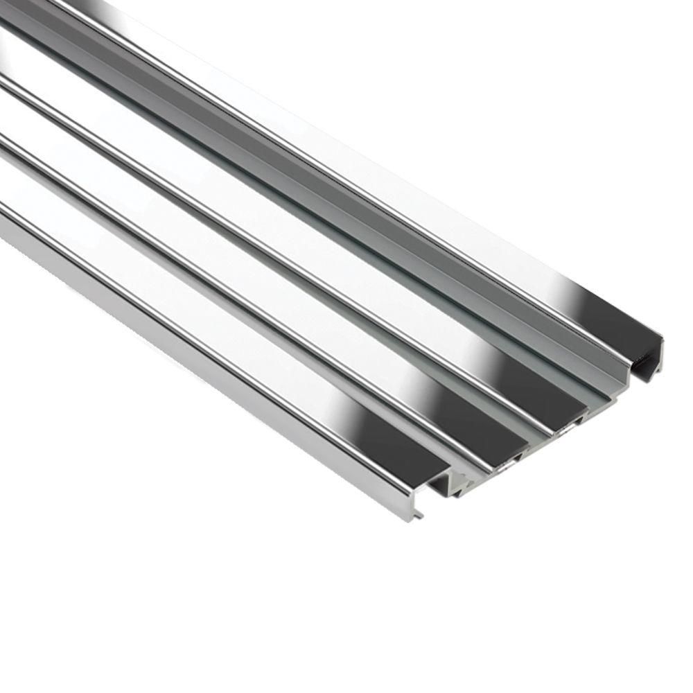 QUADEC-FS Double-Rail Feature Strip Profile Anodized Aluminum Polished Chrome 5/16" (8 mm) x 8' 2-1/2"