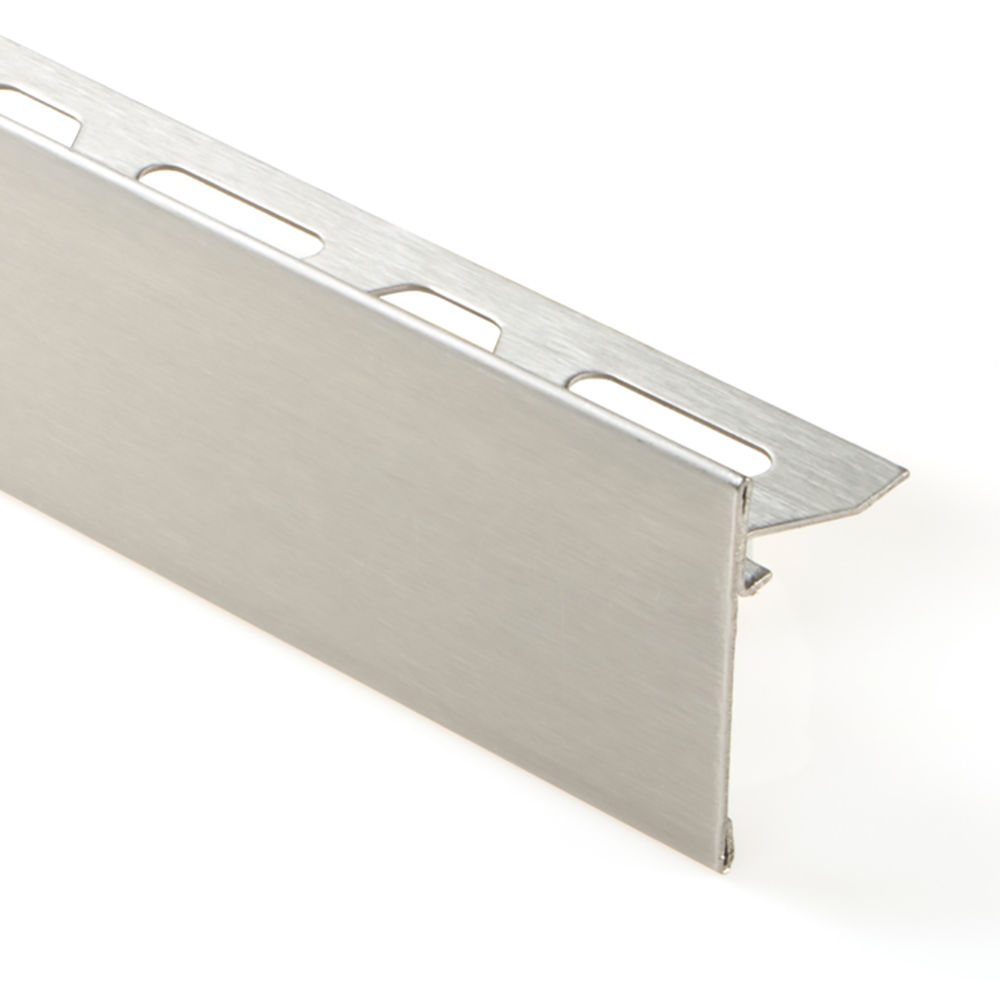 SCHIENE-STEP Countertop/Stairs Edge Profile with 1-3/16" Vertical Leg Stainless Steel (V2) Brushed 11/32" (9 mm) x 8' 2-1/2"