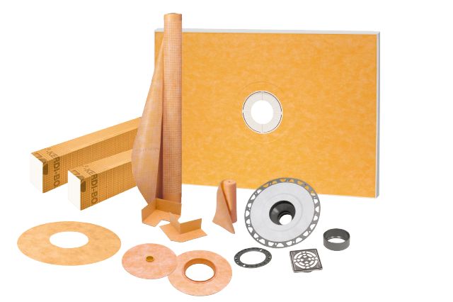 KERDI-SHOWER-KIT Shower Kit with Center Outlet Position with 2" PVC Flange and Stainless Steel Grate 38" x 60"