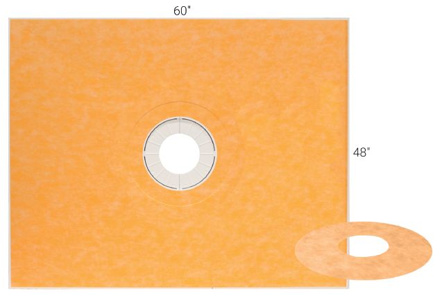 KERDI-SHOWER-T Prefabricated Sloped Shower Tray Kit with Center Outlet Position 48" x 60"