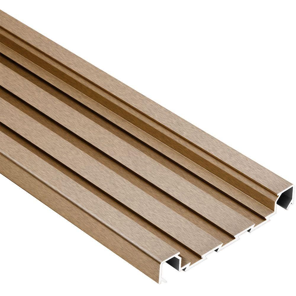 QUADEC-FS Double-Rail Feature Strip Profile Anodized Aluminum Brushed Antique Bronze 5/16" (8 mm) x 8' 2-1/2"