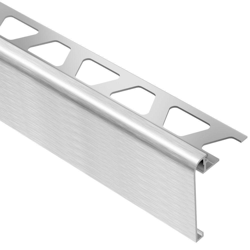 RONDEC-STEP Profilé de finition et protection des rebords avec ailette verticale de 1-1/2" Aluminium anodisé Chrome brossé 5/16" (8 mm) x 8' 2-1/2"