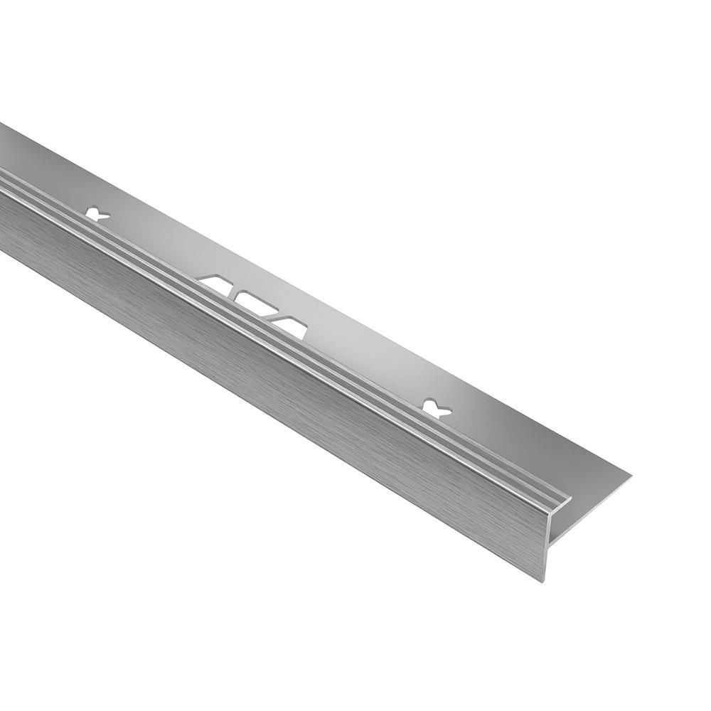 VINPRO-STEP Resilient Surface Stair-Nosing Profile Anodized Aluminum Brushed Chrome 5/32" (4 mm) x 8' 2-1/2"