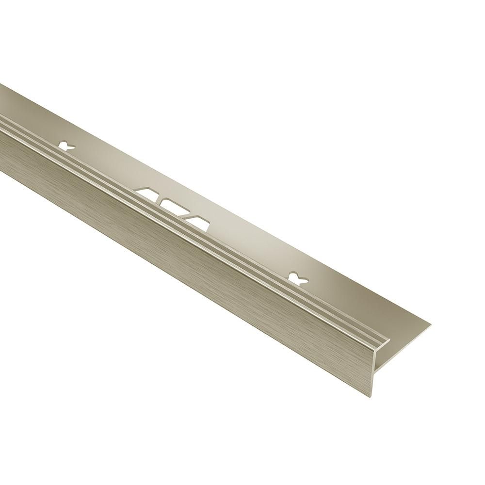 VINPRO-STEP Resilient Surface Stair-Nosing Profile Anodized Aluminum Brushed Nickel 5/32" (4 mm) x 8' 2-1/2"