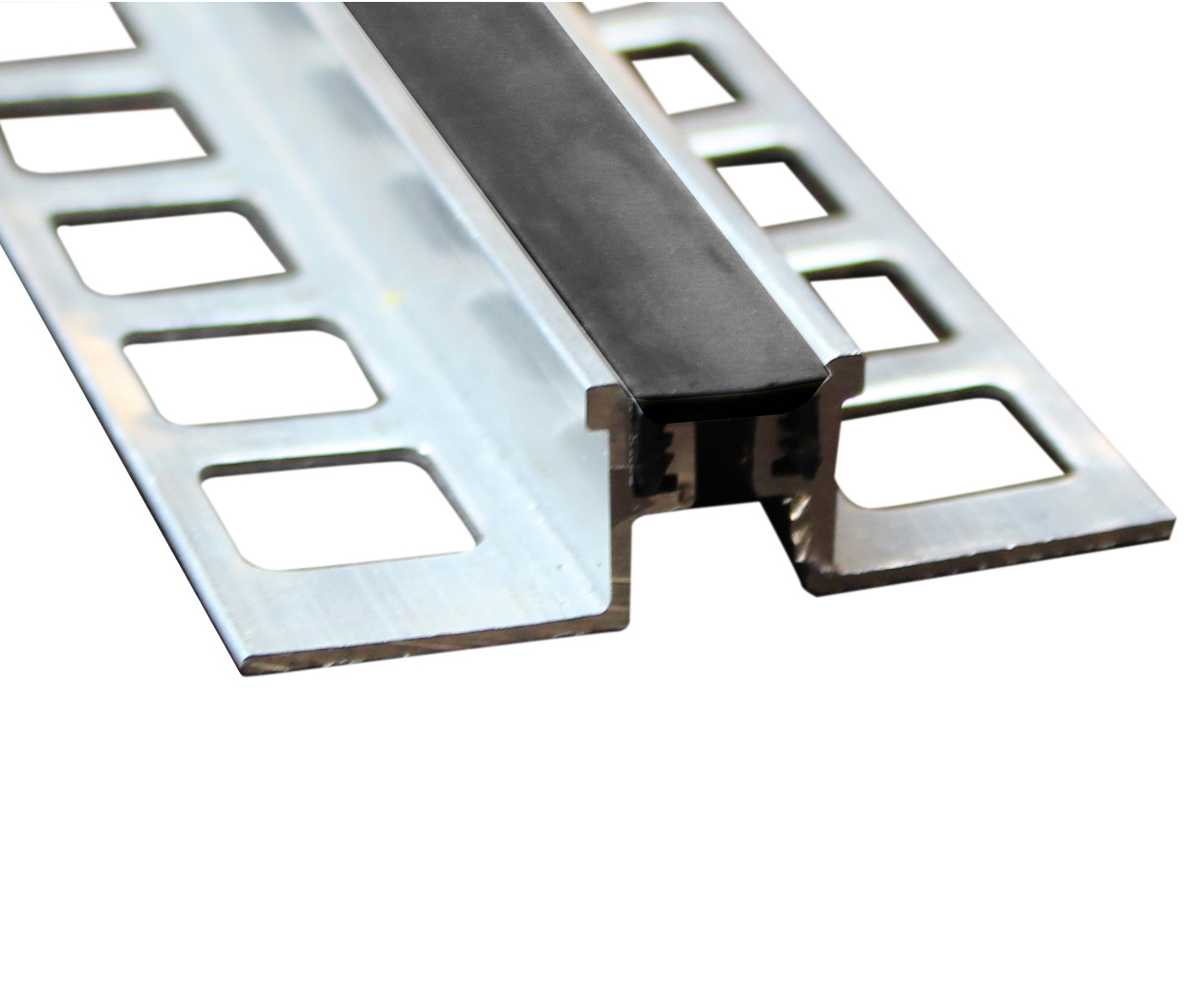 Heavy Duty Aluminum Expansion Joint with Black Vinyl Insert - 3/8" x 8'