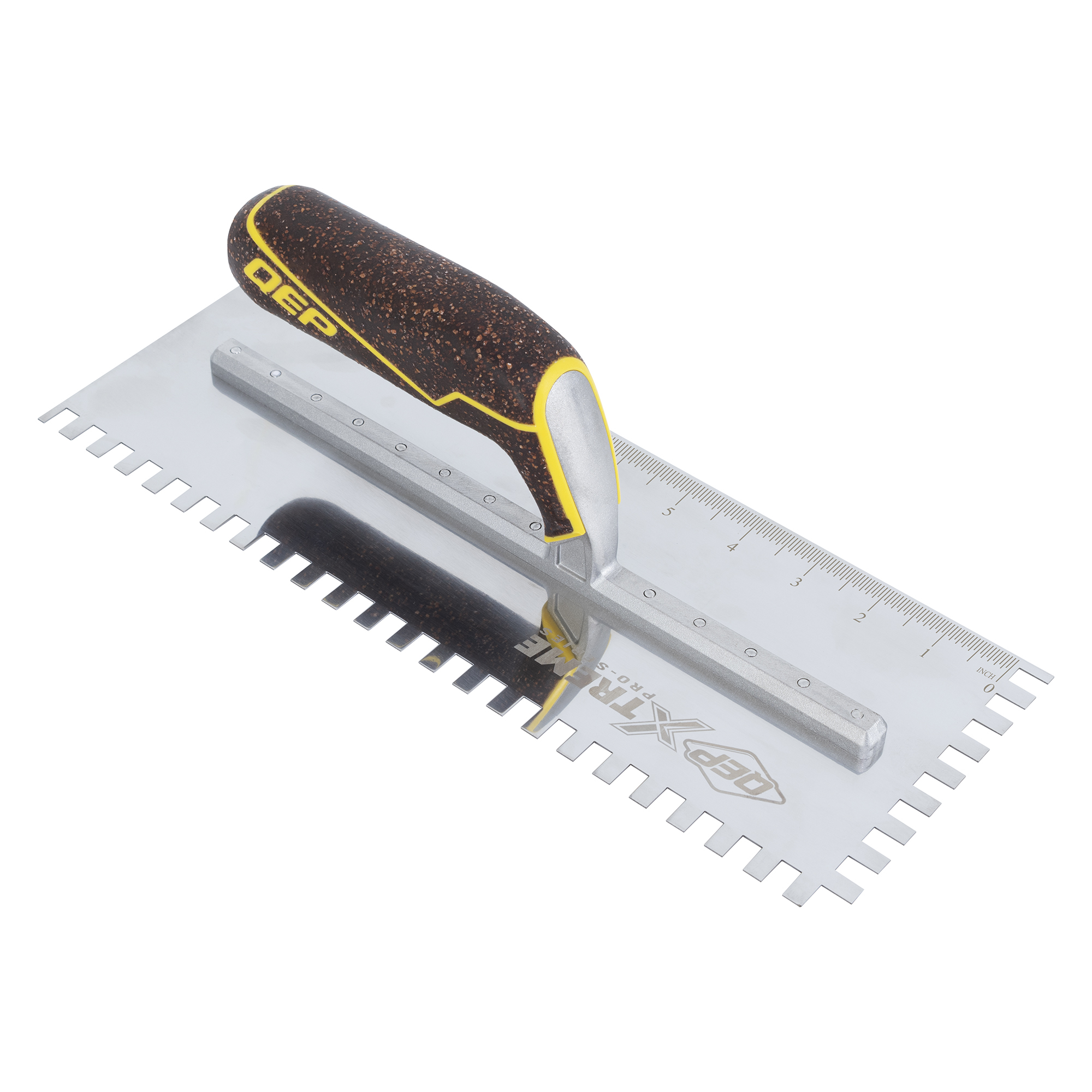 Square Notched Trowel Xtreme 4-1/2" x 12" Stainless Steel 1/4" x 3/8" x 1/4" with Cork Handle