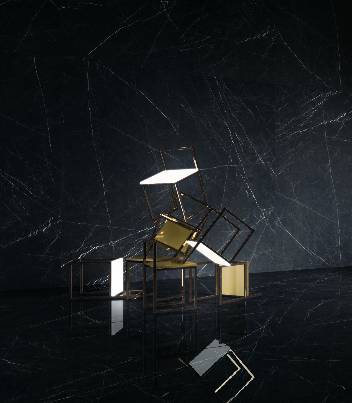 Floor Tiles Ultra Marmi Nero Marquinia Lucidato Shiny 30" x 60"