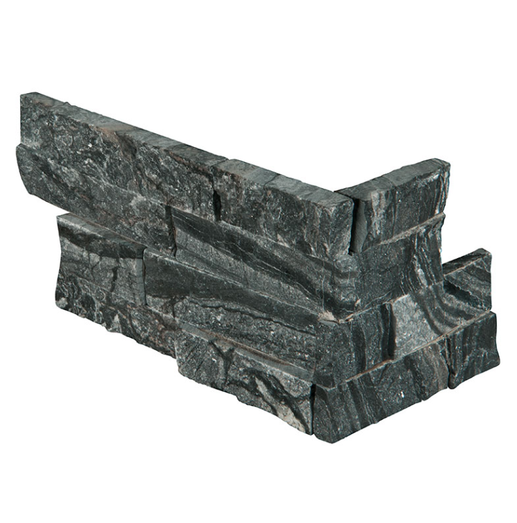 Wall Tiles RockMount Glacial Black Splitface Corner 6" x 18"