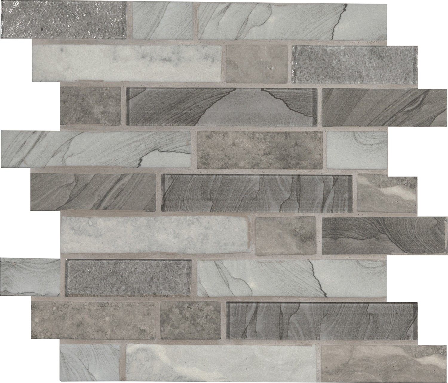 Mosaic Tarvos Interlocking Gray-Dark Glossy 12" x 12"