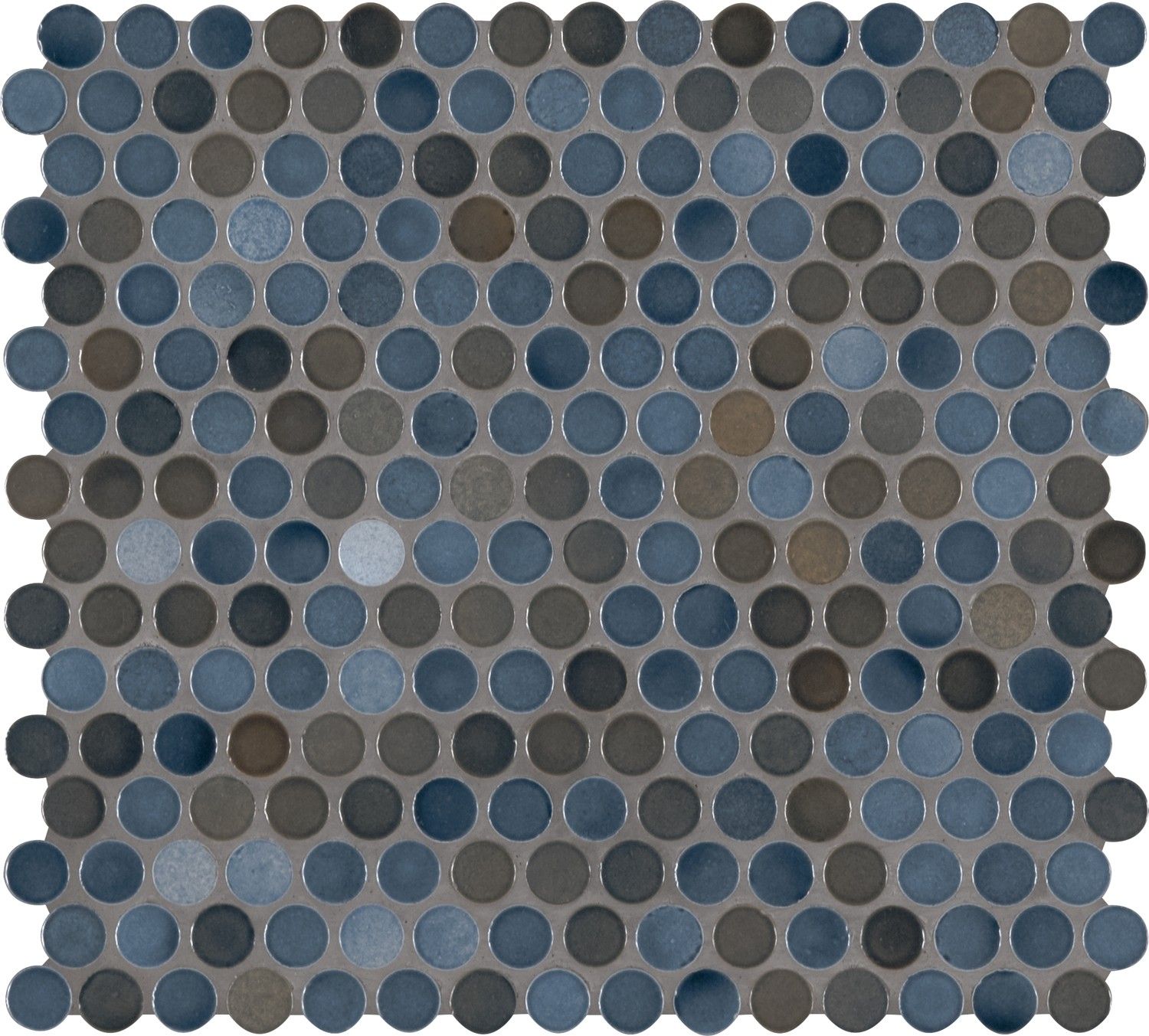 Mosaic Penny Round Blue Hexagon Glossy 11-1/2" x 12-1/2"