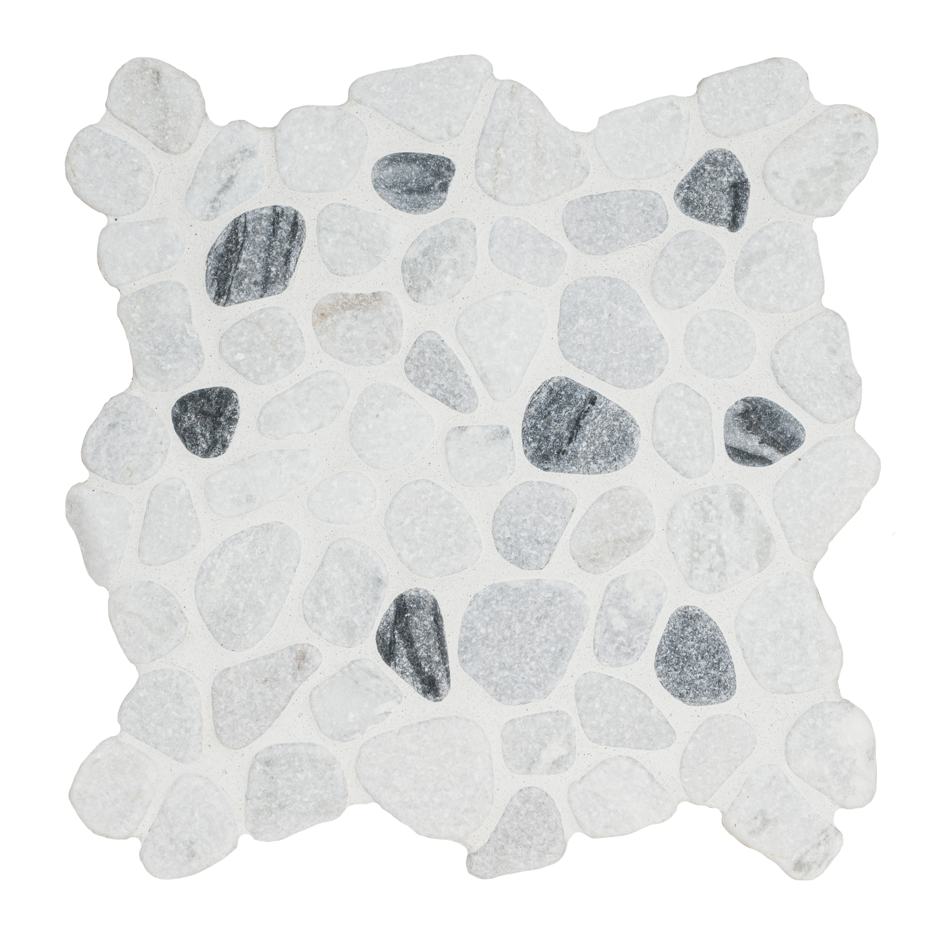Mosaic Black and White-Cool Tumbled 12" x 12"