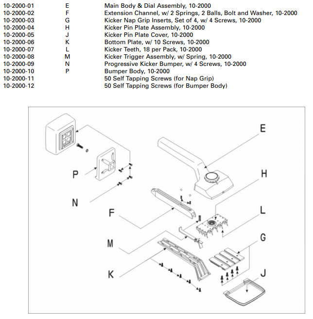 Extension Channel With 2 Springs, 2 Balls, Bolt and Washer for 10-2000