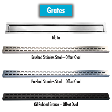 Hydro Ban Linear Offset Oval Drain Grate Brushed Stainless Steel 54"