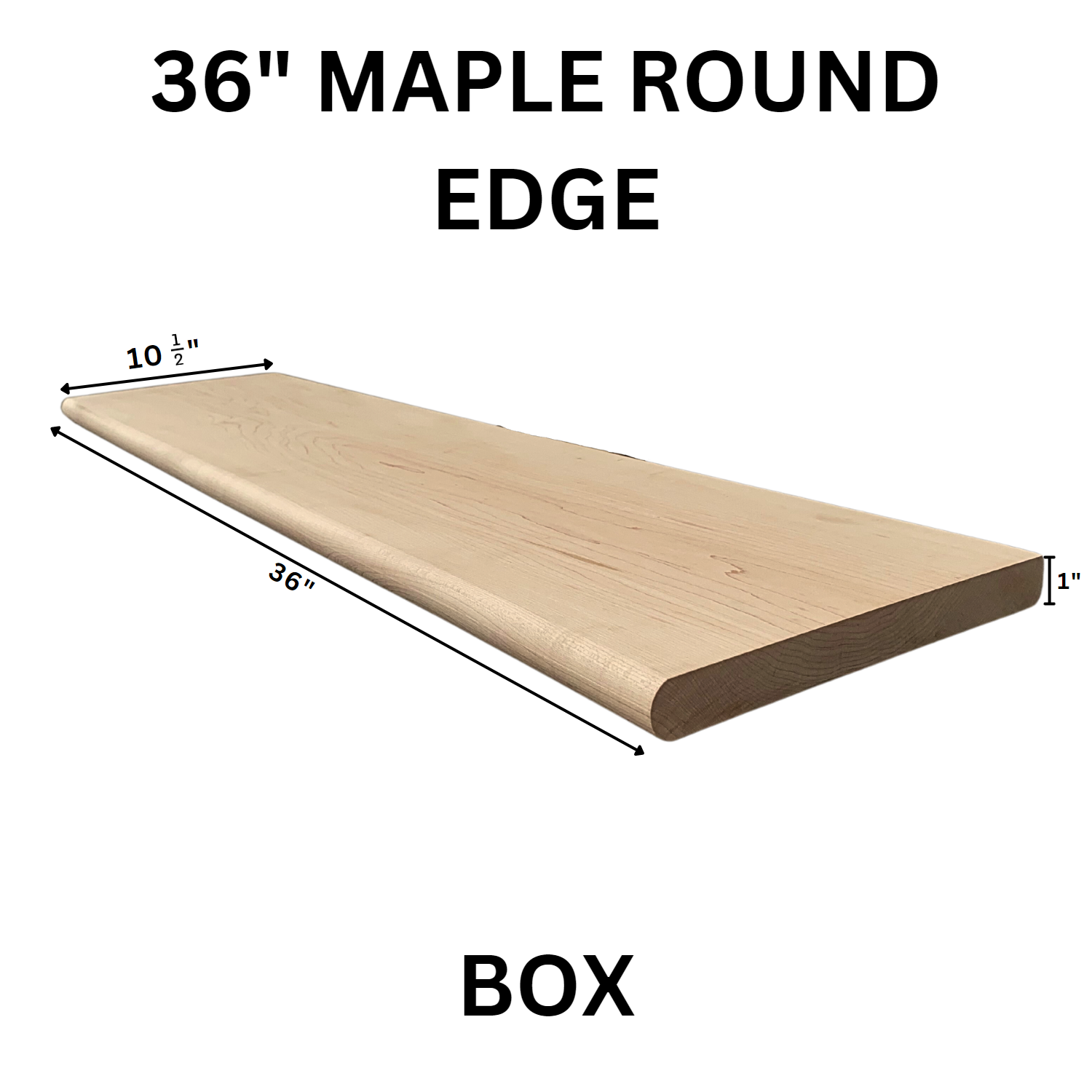 Wood Stair Tread Maple Round Edge Box 10-1/2" x 36"