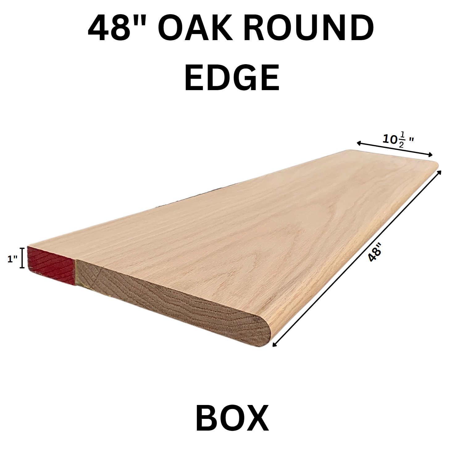 Wood Stair Tread Red Oak Round Edge Box 10-1/2" x 48"