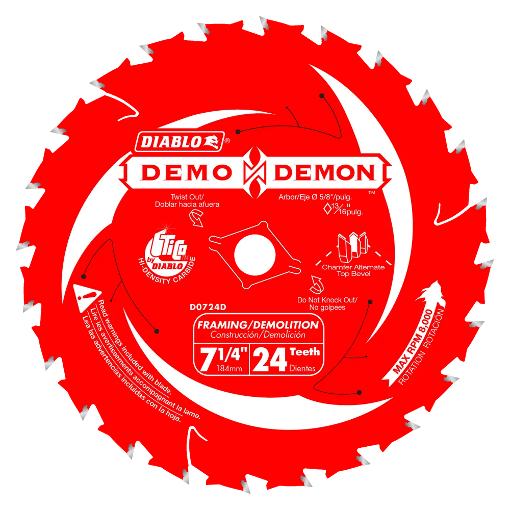 Lame de scie à charpente/démolition Demo Demon 24 dents 7-1/4"