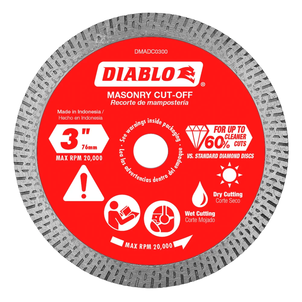 Diamond Continuous Rim Cut-Off Discs for Masonry 3"