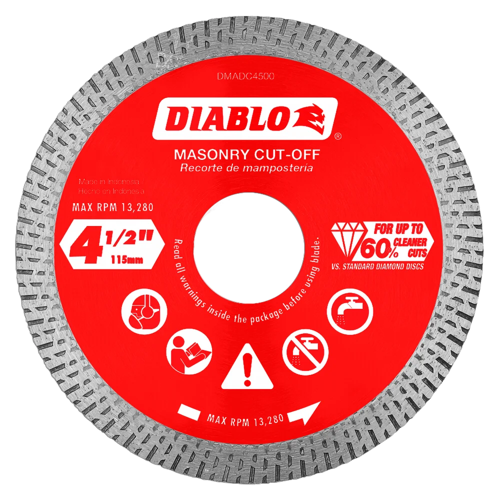 Diamond Continuous Rim Cut-Off Discs for Masonry 4-1/2"