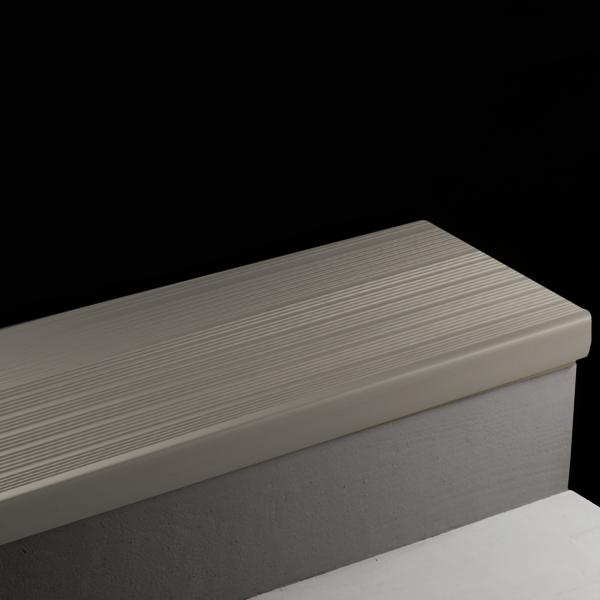 Vinyl Stair Treads #48 Grey Round Nose Safe-T-Rib with No Insert 3'