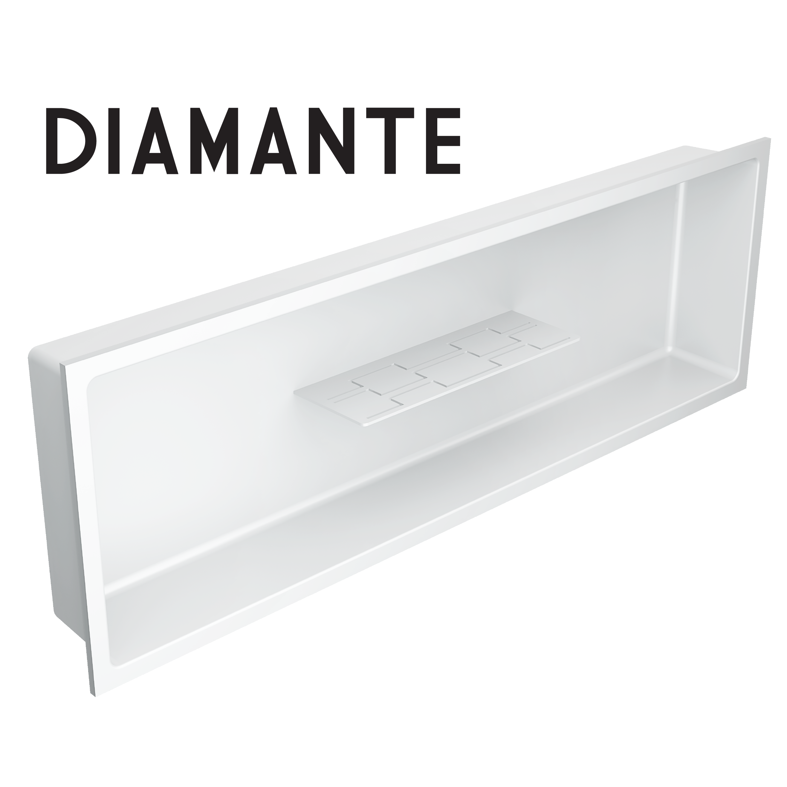 Shower Niche Diamante with Partial Central Shelf Stainless Steel White 12" x 36"