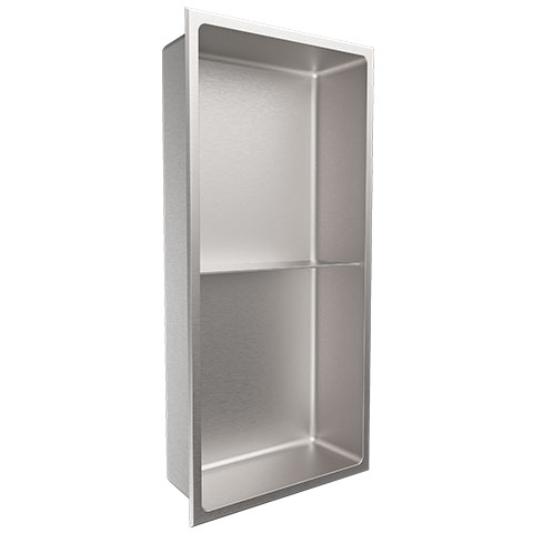 Shower Niche with Central Shelf Stainless Steel Brushed 12" x 24"