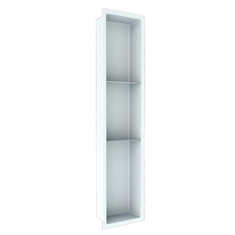 Shower Niche with 2 Shelves Stainless Steel White 8" x 36"