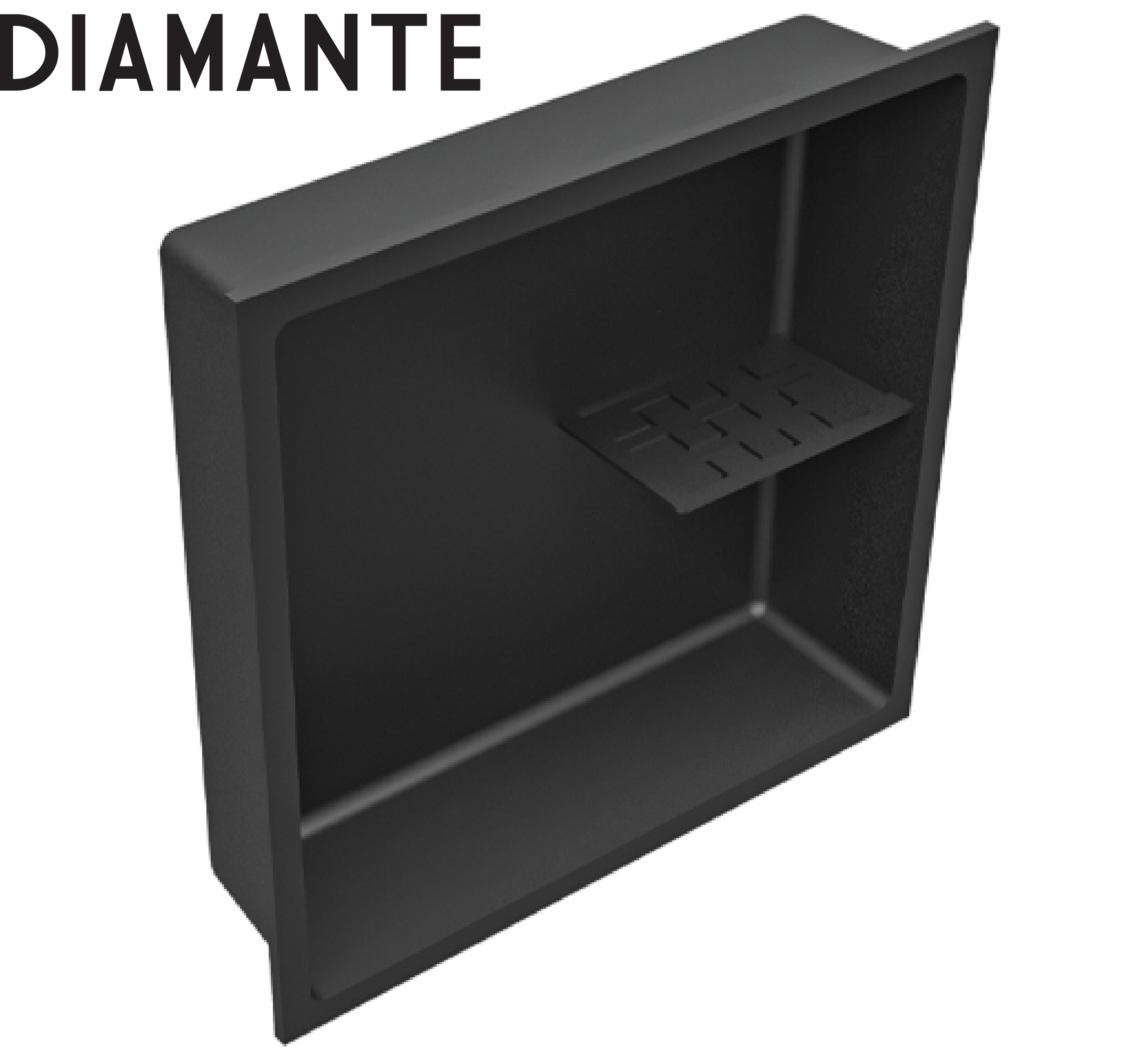 Shower Niche Diamante with Half Shelf Stainless Steel Black 16" x 16"
