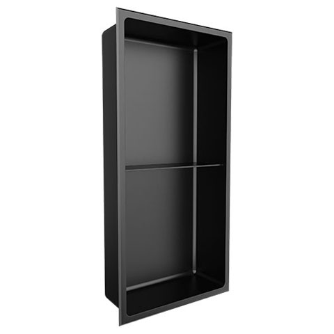 Shower Niche with Central Shelf Stainless Steel Black 24" x 12"