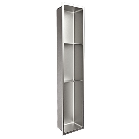 Shower Niche with 2 Shelves Stainless Steel Brushed 8" x 36"