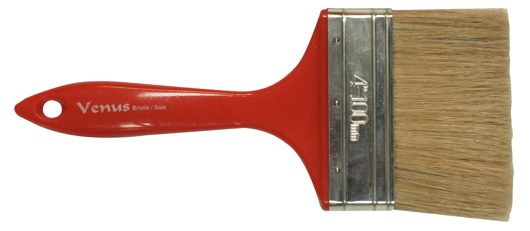 Venus Utility Paint Brush 4" With Plastic Red Handle (white Bristles)