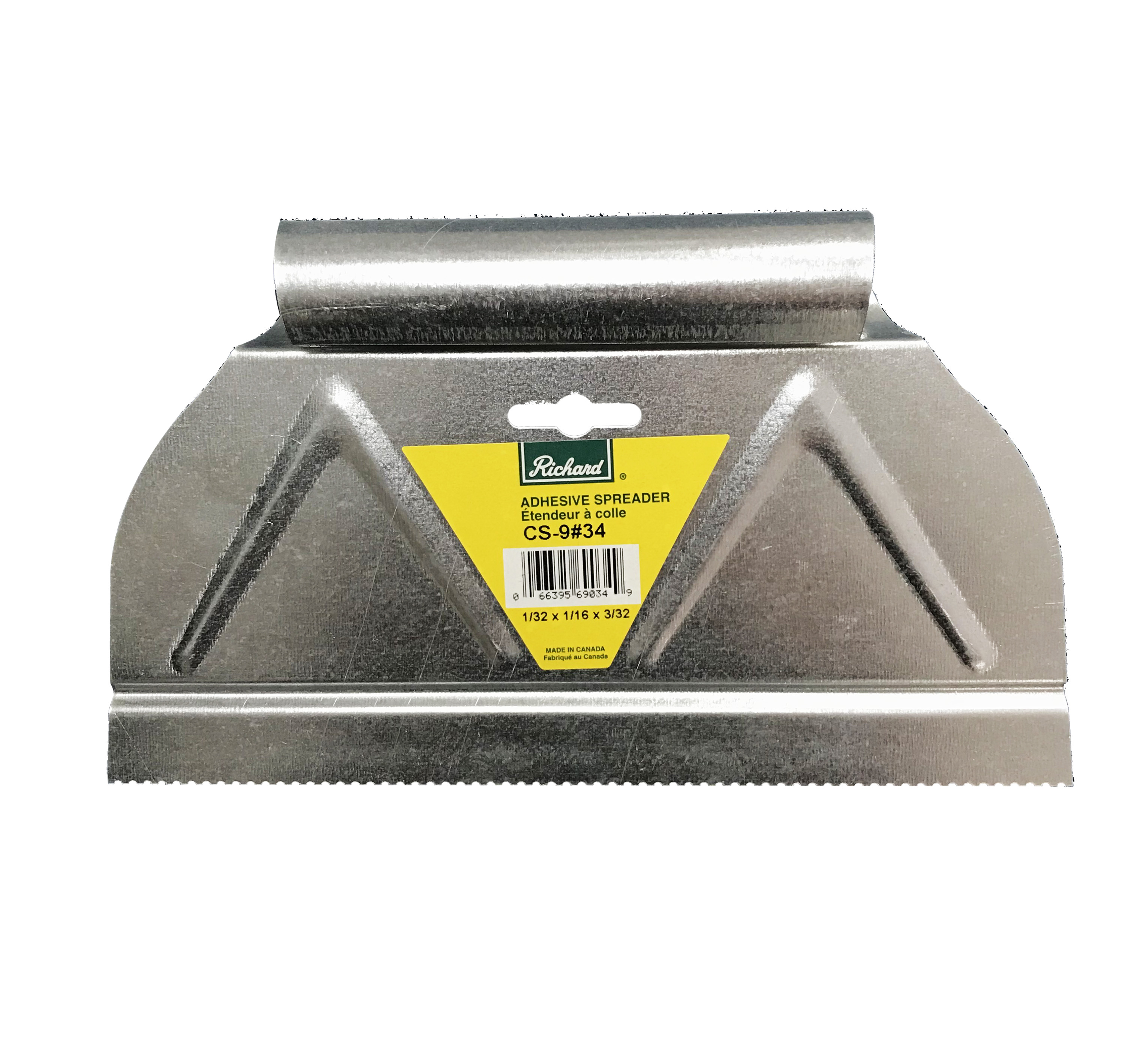 Adhesive Spreader with Round Tooth 1/32" x 1/16" x 3/32" x 9"